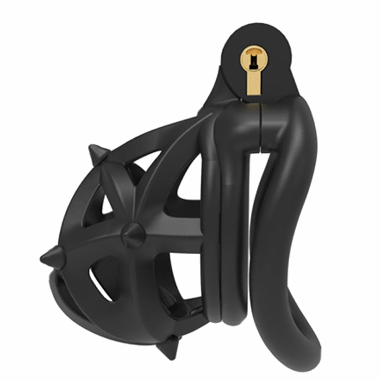 SeLgurFos Silicone Double Tête Rivets Cage à Pénis Set avec 4 Anneaux à Pénis 3D Print Ventilation Cage de Chasteté Hommes Petit Nylon Cock Cage SM Bondage Sextoys pour Hommes (Short-Arc Ring)