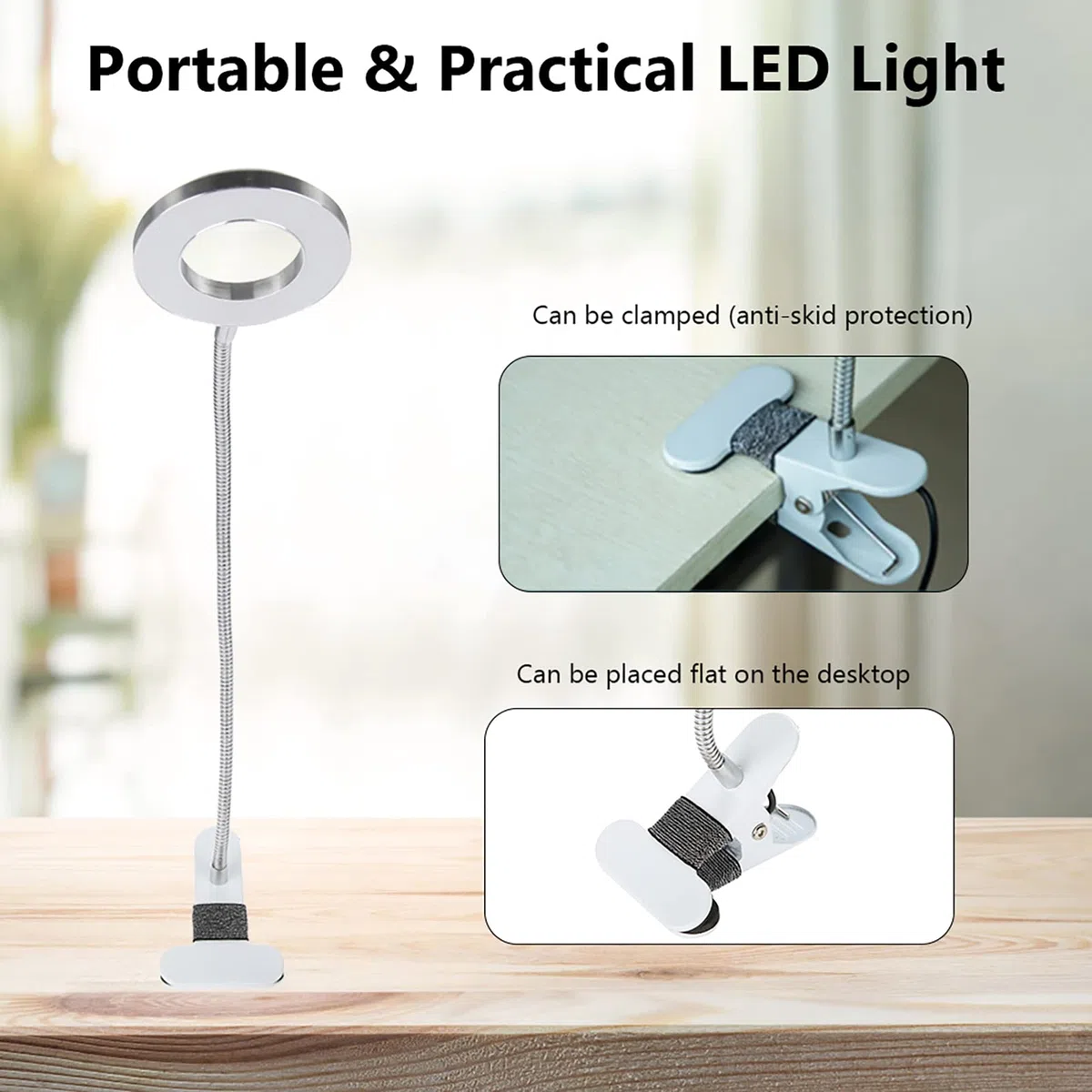 Lampe LED USB pour tatouage de maquillage, lampe de table de beauté avec pince pour microblading, sourcils, manucure et extension de cils, lumière froide et chaude