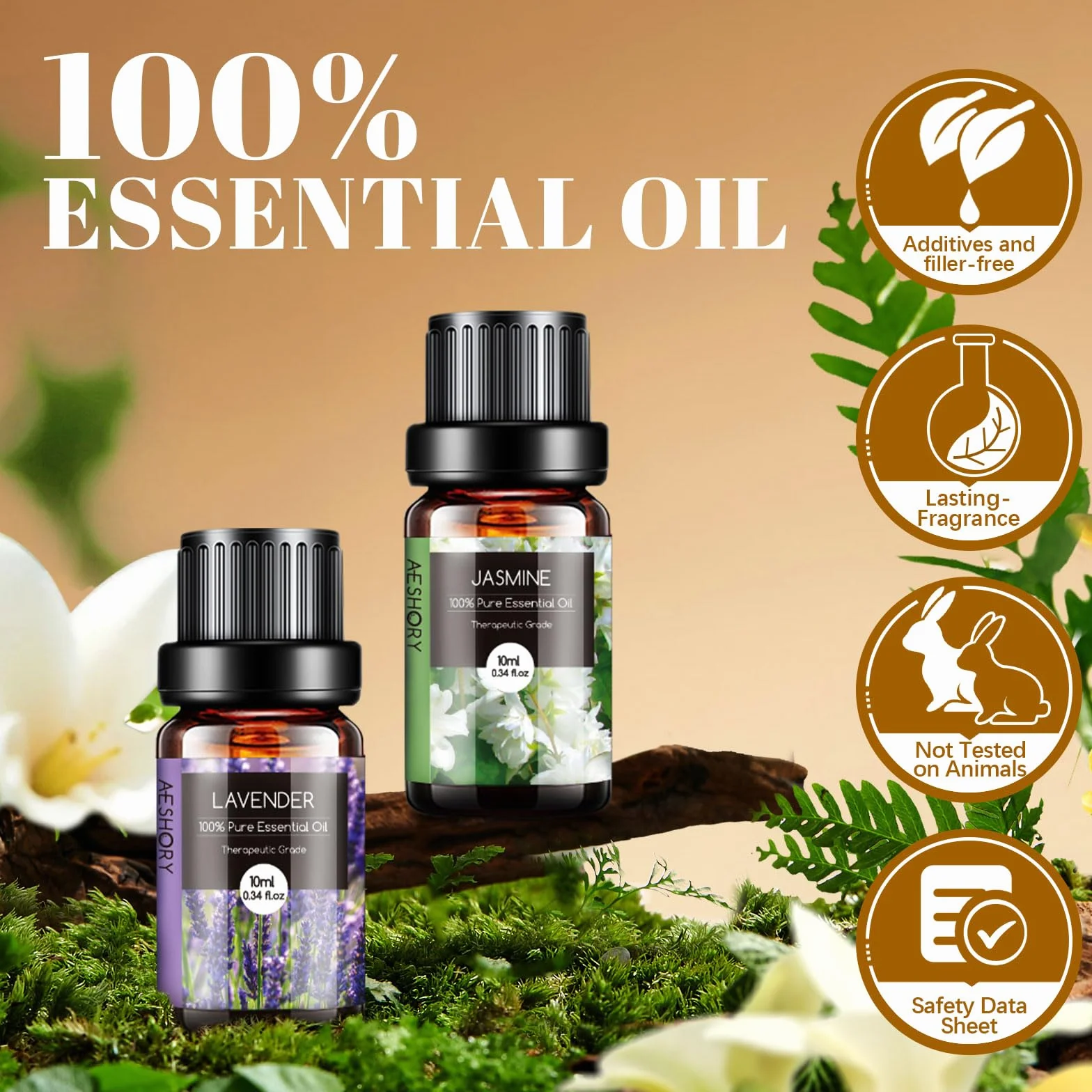 AESHORY Kit Huiles Essentielles 20 X 10ML, Huiles Essentielles Naturelle Aromathérapie pour Diffuseurs, pour SPA, Massage, Idéal Cadeaux Faits Main pour Fêtes - Citron, Rose, Bois de Santal, Jasmin