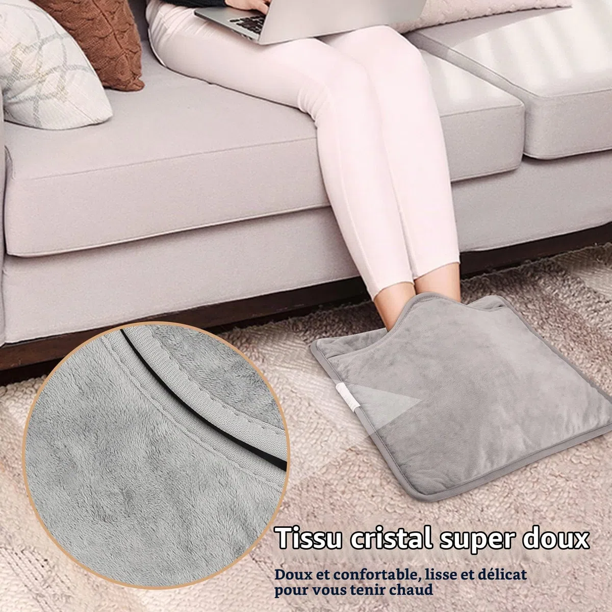 Chauffe-pieds Électrique, Chauffe-pieds Chauffants, 40 x 40 cm Chauffe-pieds à Chauffage Rapide, Coussin Chauffant Lavable pour Les Pieds, Le Cou, Le dos et Tout Le Corps