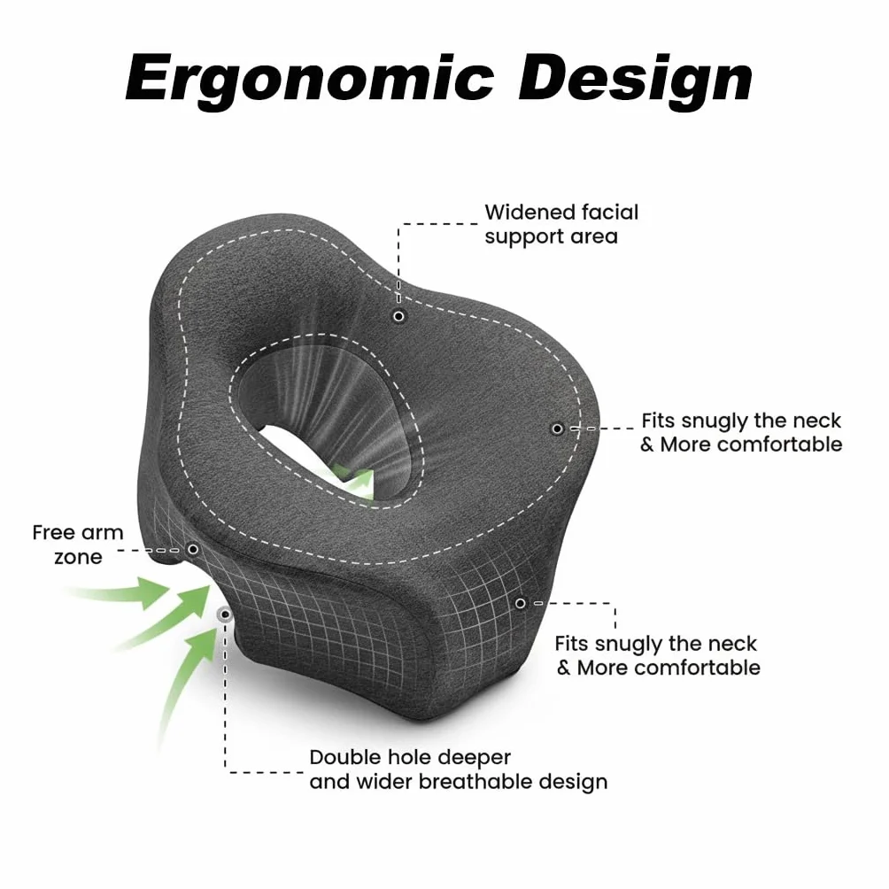 Coussin Massage Visage en Mousse à Mémoire,Oreiller de Massage Facial avec Trou Respirant,Ergonomique Coussin Visage pour Spa Salon Beauté,Écoles et Bureaux