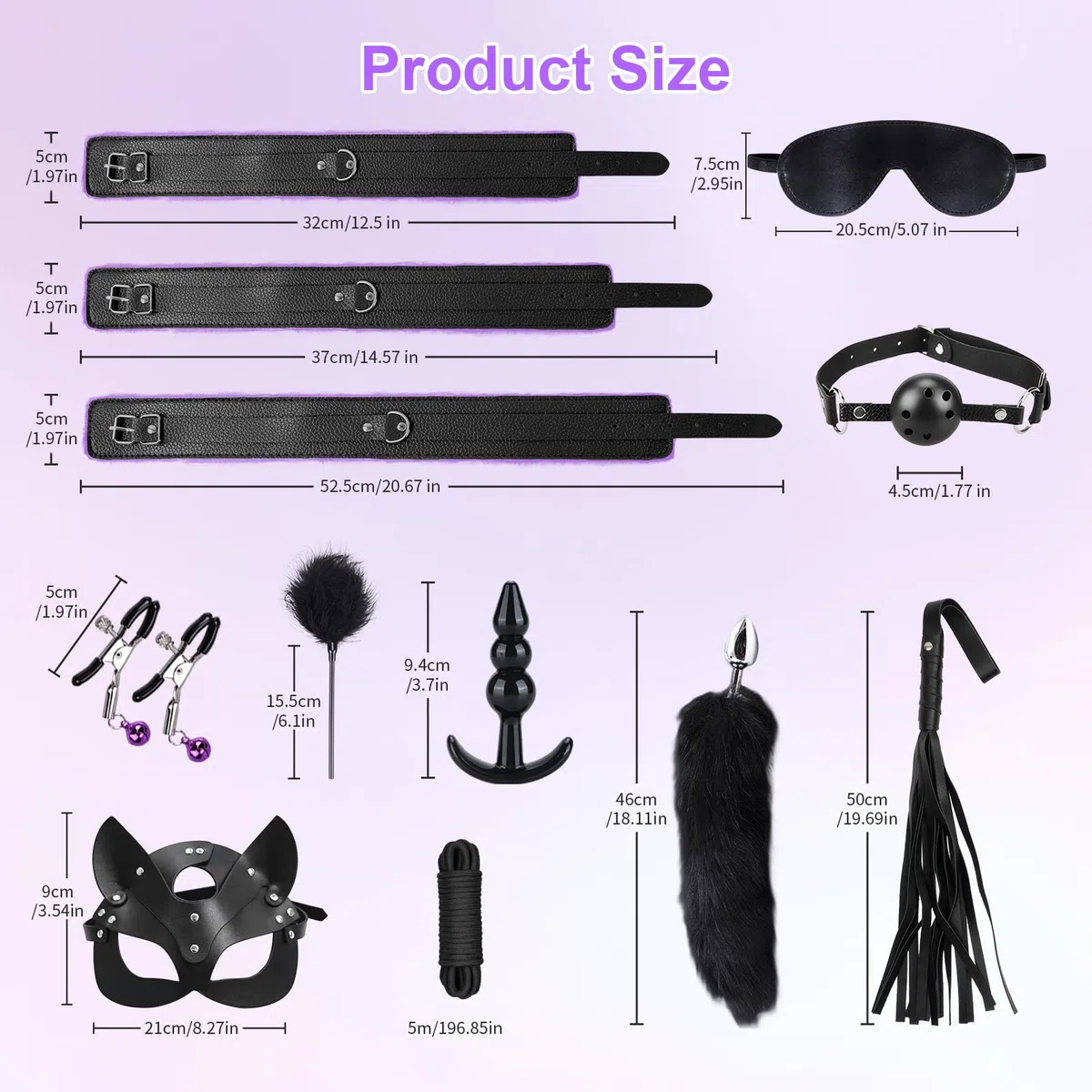Kits de Bondage 15 Pièces Jouet Sexualité Couple avec Menottes Sexy érotique Masque, BDSM Set Sex Toys Bondage Kits Retenue et Bondage pour Adultes Sexualité Couple