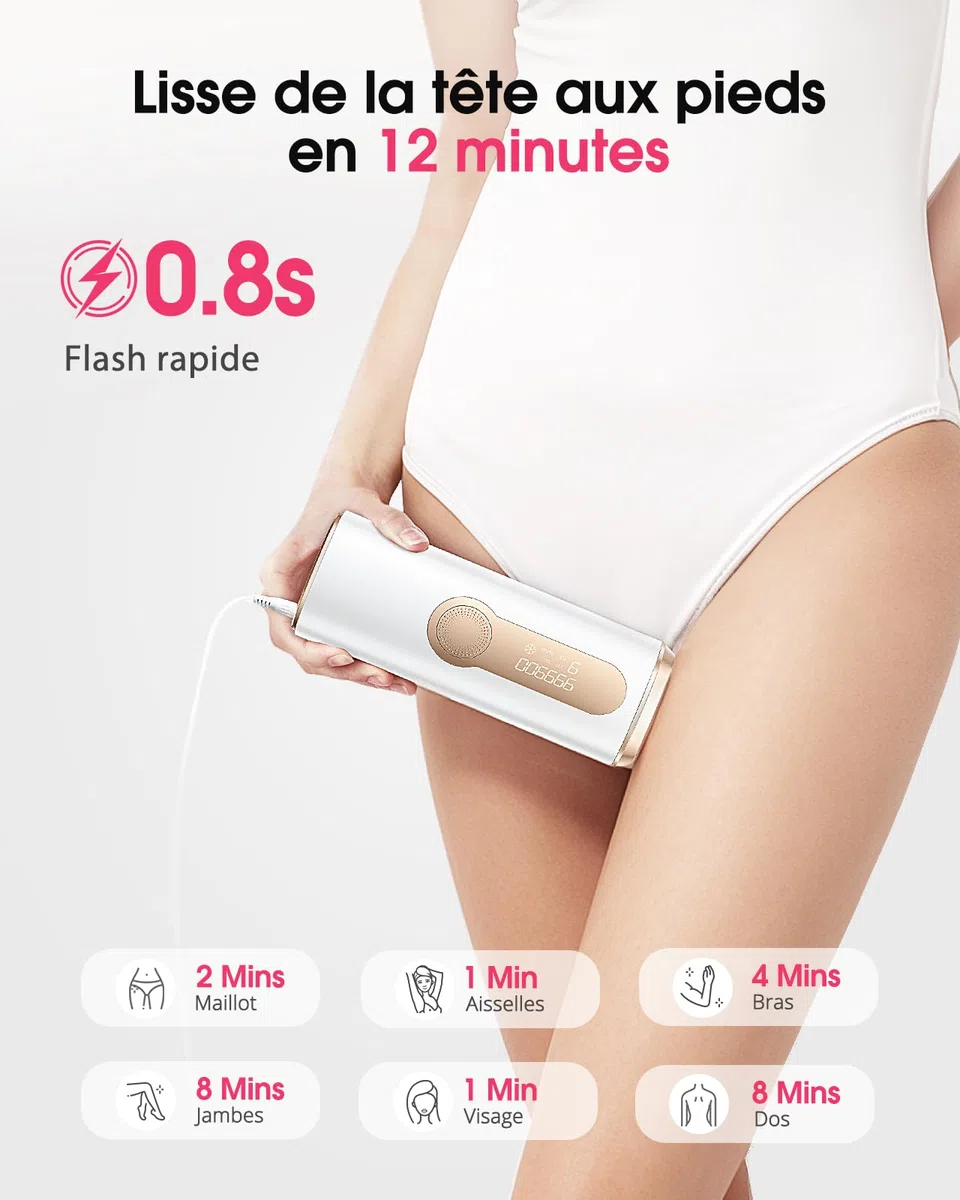 Haarlosy Épilateur Lumière Pulsée avec Refroidissement, IPL Épilateur Laser Indolore 3 en 1 [HR/SC/RA] pour Aisselles/Maillot/Corps, 2 Mode 9 Niveaux Lumière Pulsée Laser Épilation Définitif LCN1201