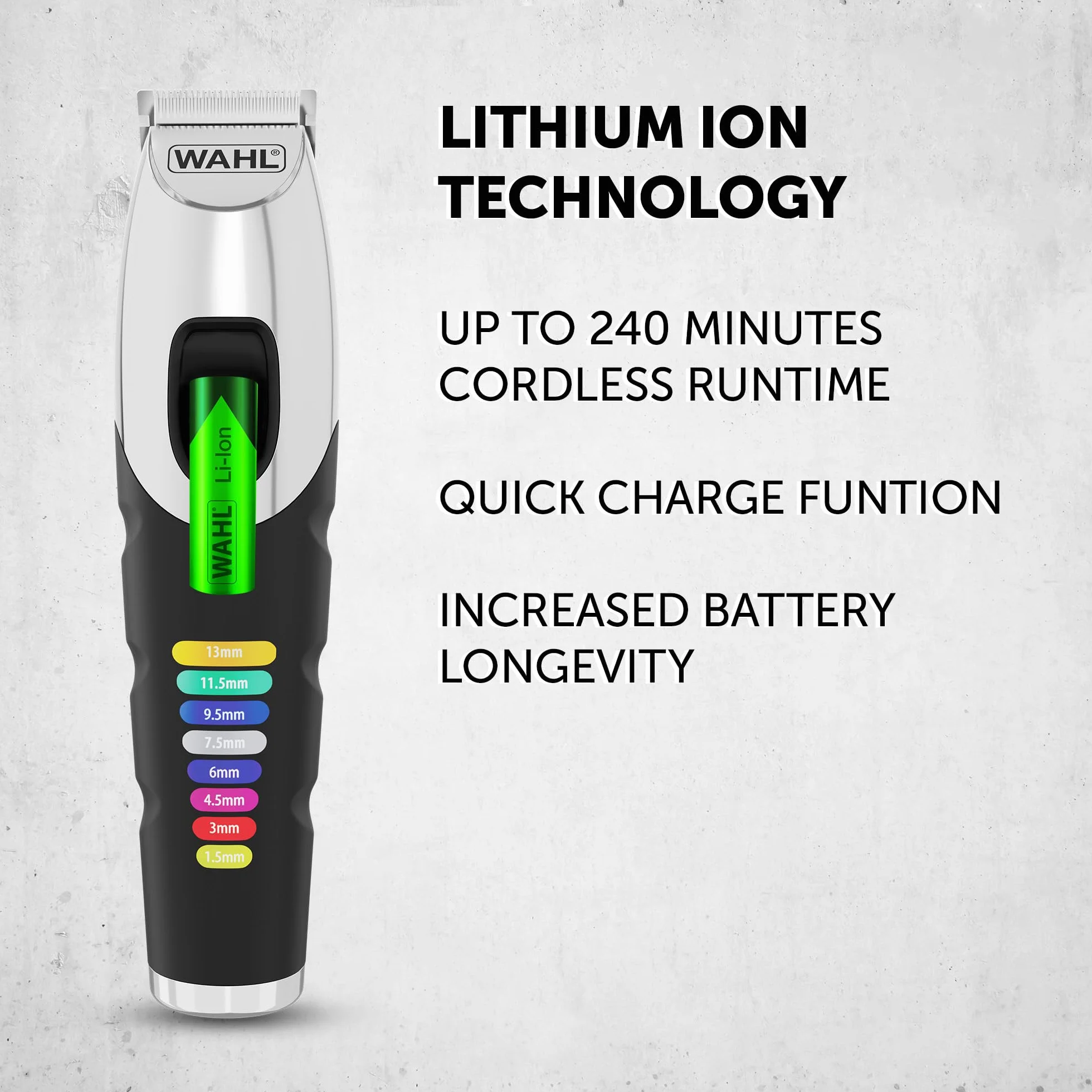 Wahl Tondeuse à barbe Colour Trim - Peignes de guidage innovants à code couleur - 240 minutes d'autonomie - Chargeur USB - Idéal pour la salle de sport et les voyages - Lames affûtées avec précision