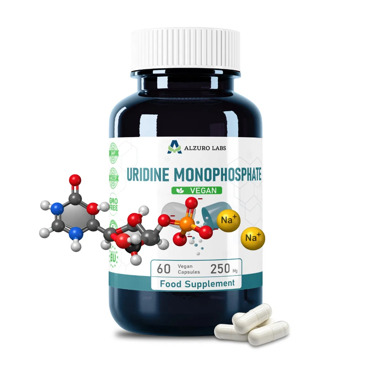 Uridine monophosphate | 250 mg | 60 gélules végétales | cure de 2 mois | GMP & Testé en Laboratoire Indépendant