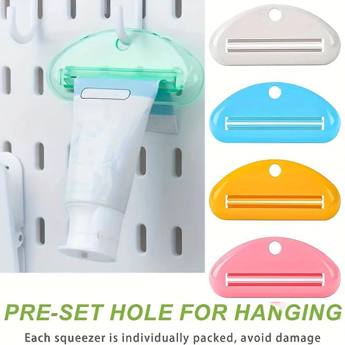 Lot de 4 presse-tubes de dentifrice, pinces à dentifrice, pinces à dentifrice, presse-tube multifonctionnel, pour dentifrice, nettoyant pour le visage, crème pour les mains, cosmétiques