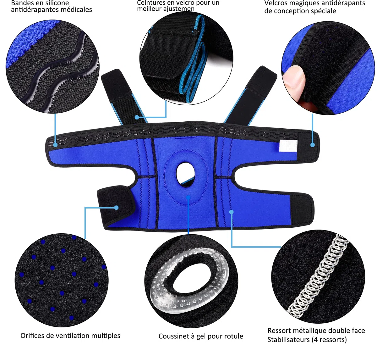 NEENCA Réglable Genouillère Rotulienne et Ligamentaire, avec Stabilisateurs Latéraux et Coussinets en Gel pour la Rotule-Genouillère Sport pour les Douleurs au Genou,Arthrite, Douleur au Ménisque