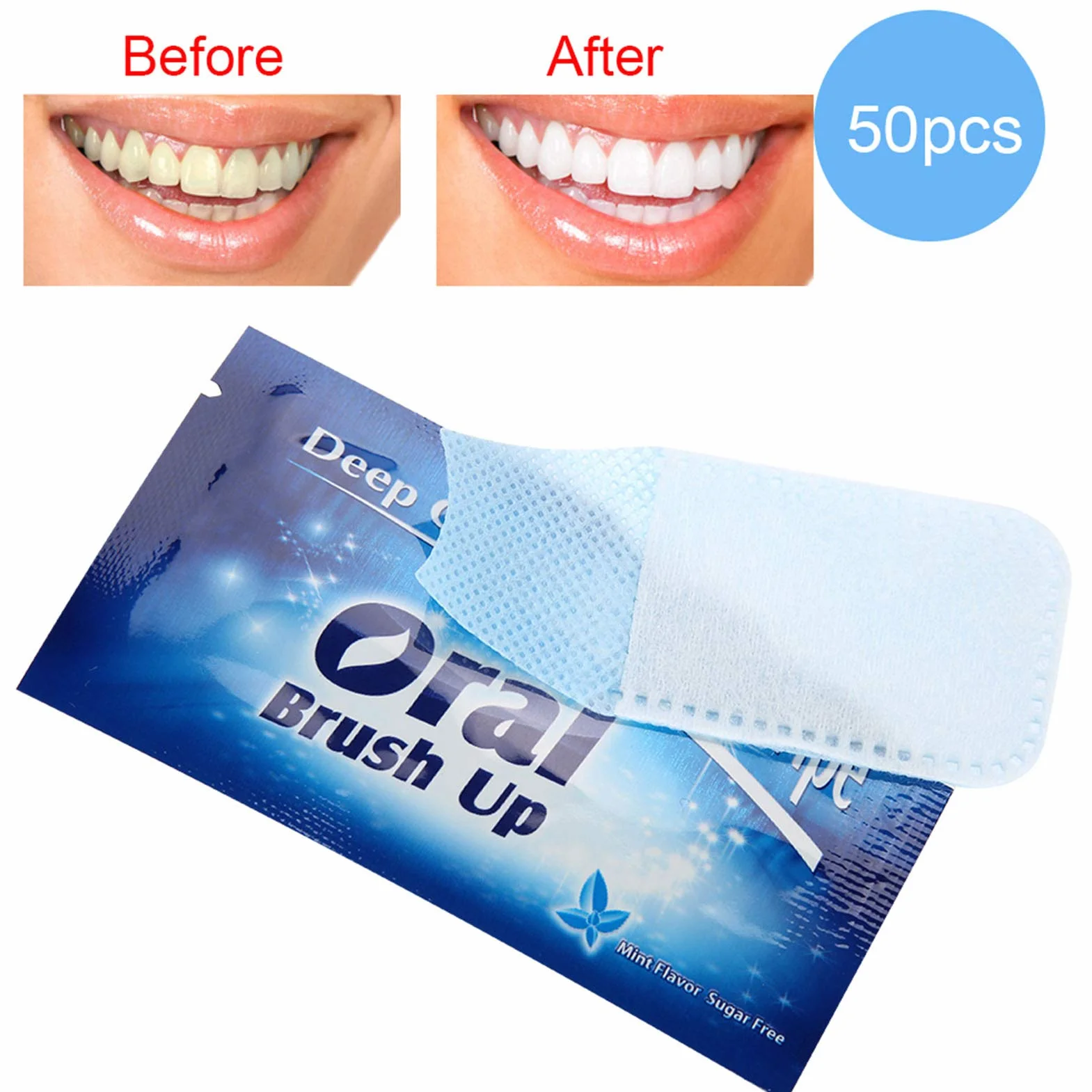 Bande de Blanchiment Dentaire, 50pcs Lingettes Dentaires Propres Essuyer les Dents Outil de Nettoyage pour les Lingettes Dentaires de Nettoyage en Profondeur Oral Essuyer le