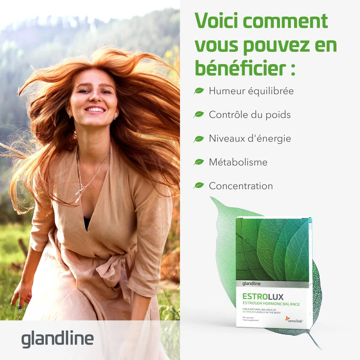 Sensilab Estrolux - Équilibre Hormonal Femme, 120 Gélules | Iode, Chlorella, Mélisse, Algues Brunes, la Vitamine B6 contribue à réguler l'Activité Hormonale