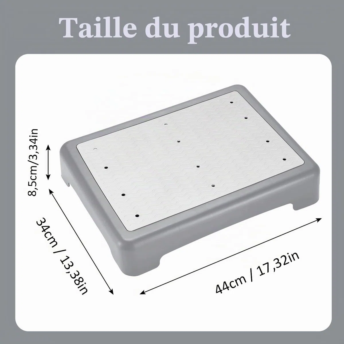 Demi Marches Antidérapantes, Marchepied D'aide Plateforme D'escalier, Peut Supporter Jusqu'à 200 kg, pour Les salles de Bains, Les Salons ou Les Chambres à Coucher, Gris