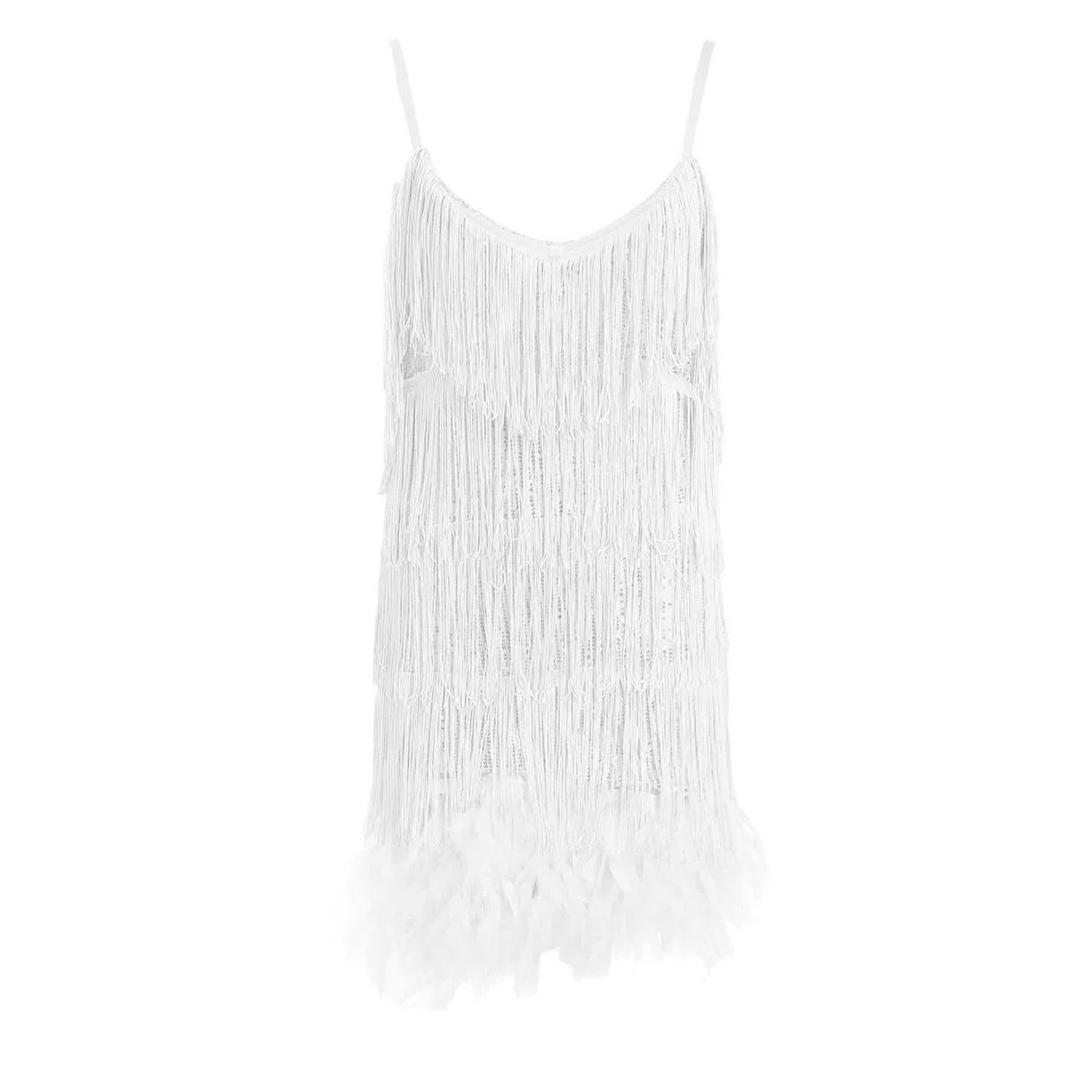 Robe sans manches en plumes à sequins à franges de couleur unie pour femmes Robe de Femme Robe Sequins Paillettes Couleur Unie sans Manches Bretelles Spaghetti Robe a Frange Deguisement Carnaval