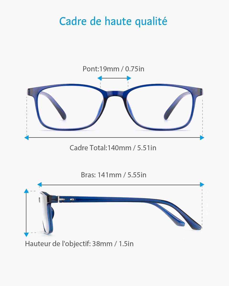 ANRRI Lunettes Anti Lumière Bleue Homme Femme, Lunettes d’Ordinateur Rectangulaires avec Protection UV pour Travail et Gaming