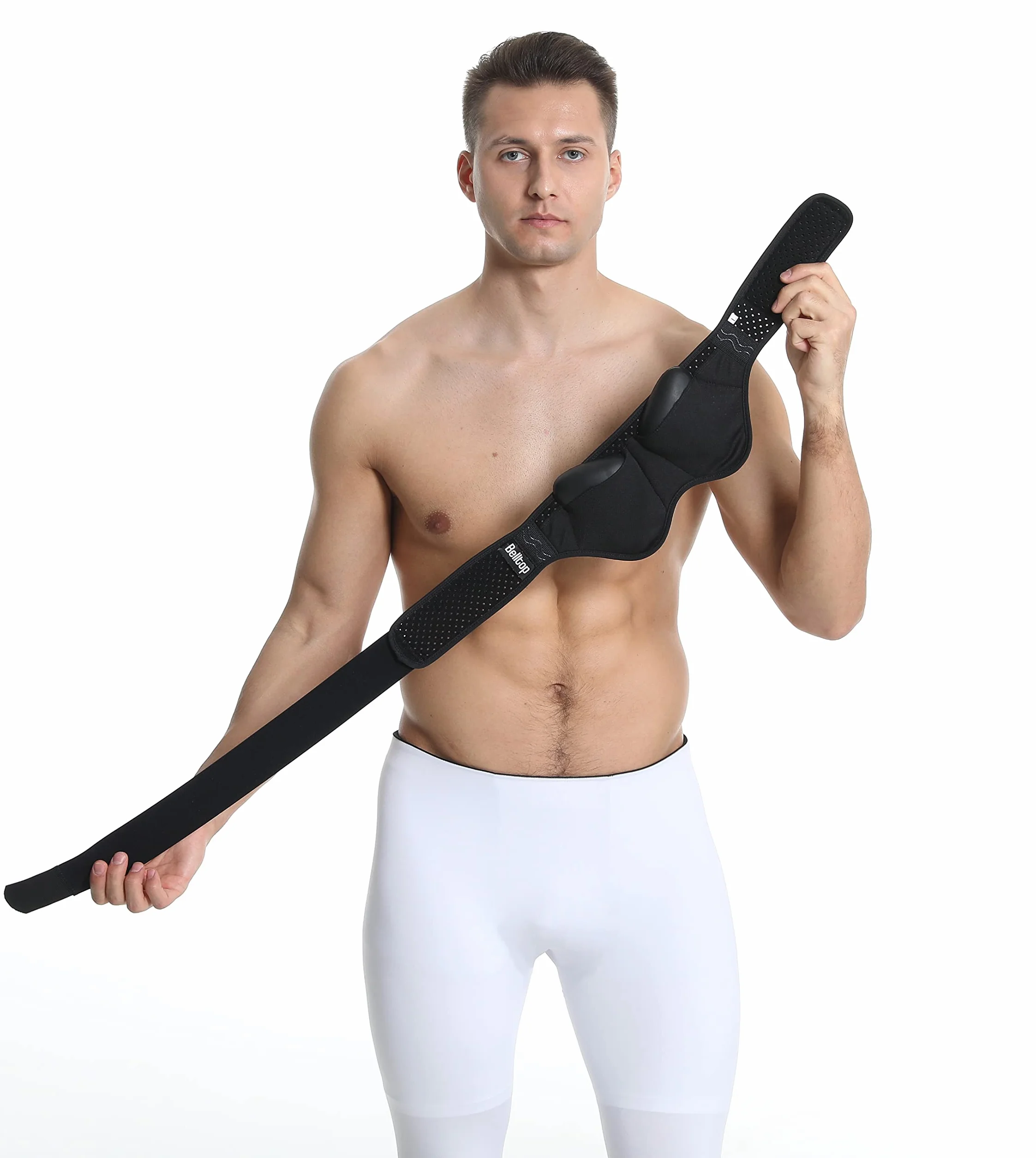 Ceinture hernie inguinale homme: bilatéral et réglable. Ceinture orthopédique: slip hernie inguinale élastique. Slip herniaire homme avec 2 coussinets de compression. (M)
