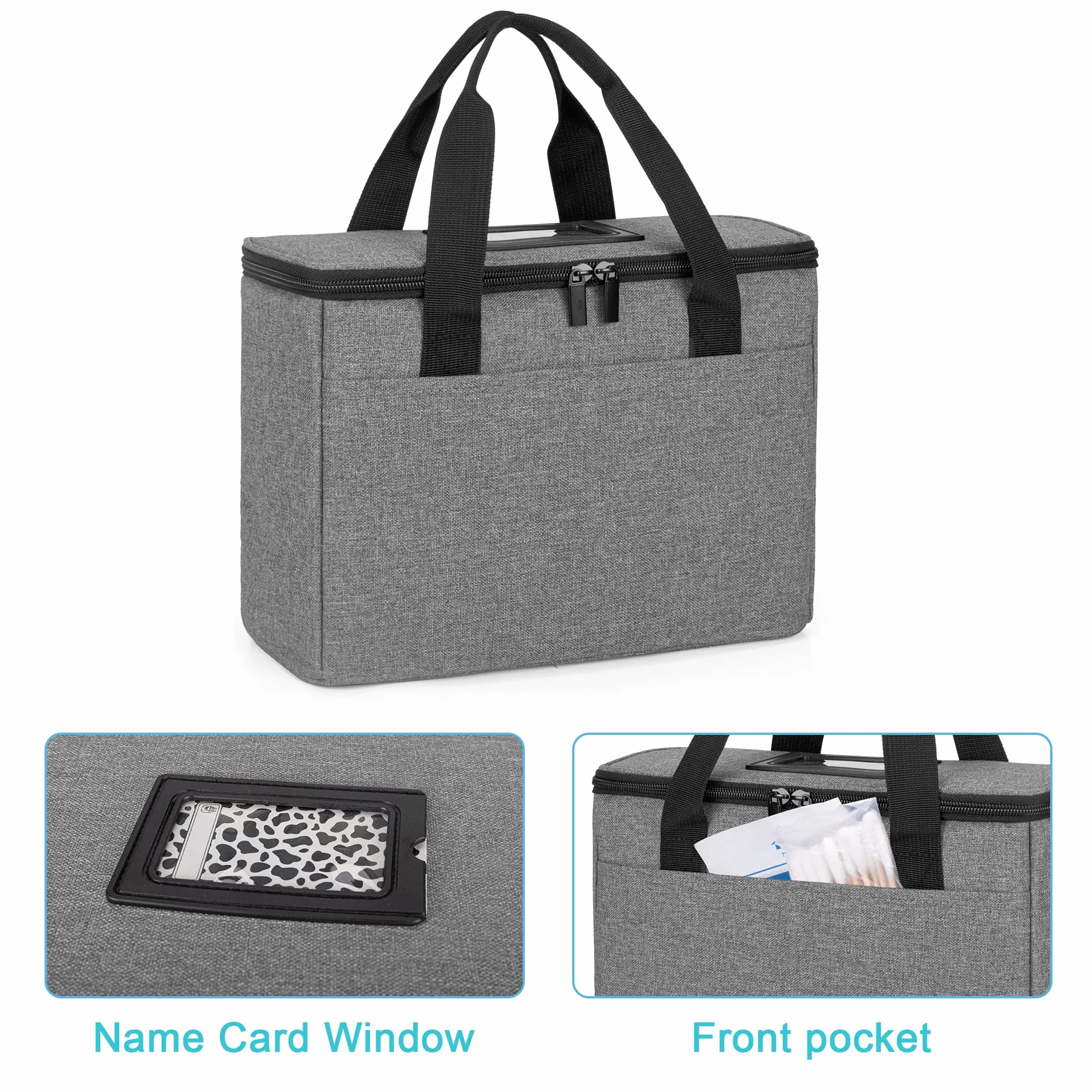 Trunab Petit Sac Médical Isolé avec Séparateurs Réglables, Sac Isotherme Résistant à l'eau pour Insuline, Suppléments ou Fournitures Médicales et Diabétiques (Gris) - Design Breveté