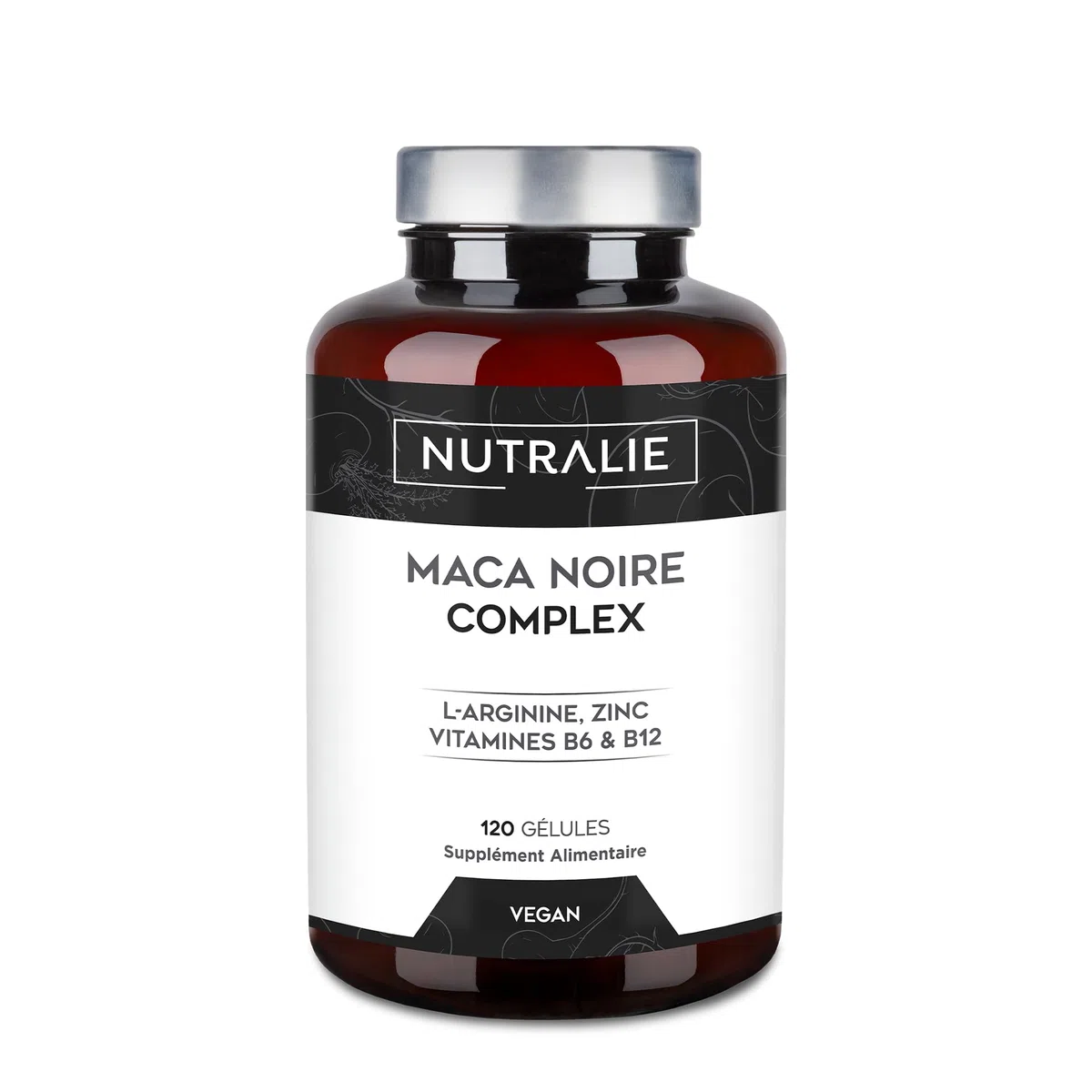Maca Negra Andina 32 000 mg - Puissance 20:1 et Énergie avec L-Arginine Zinc B6 B12 - Macapéruvienne pour hommes et donnes - 120 gélules Black Maca Complex Nutralie