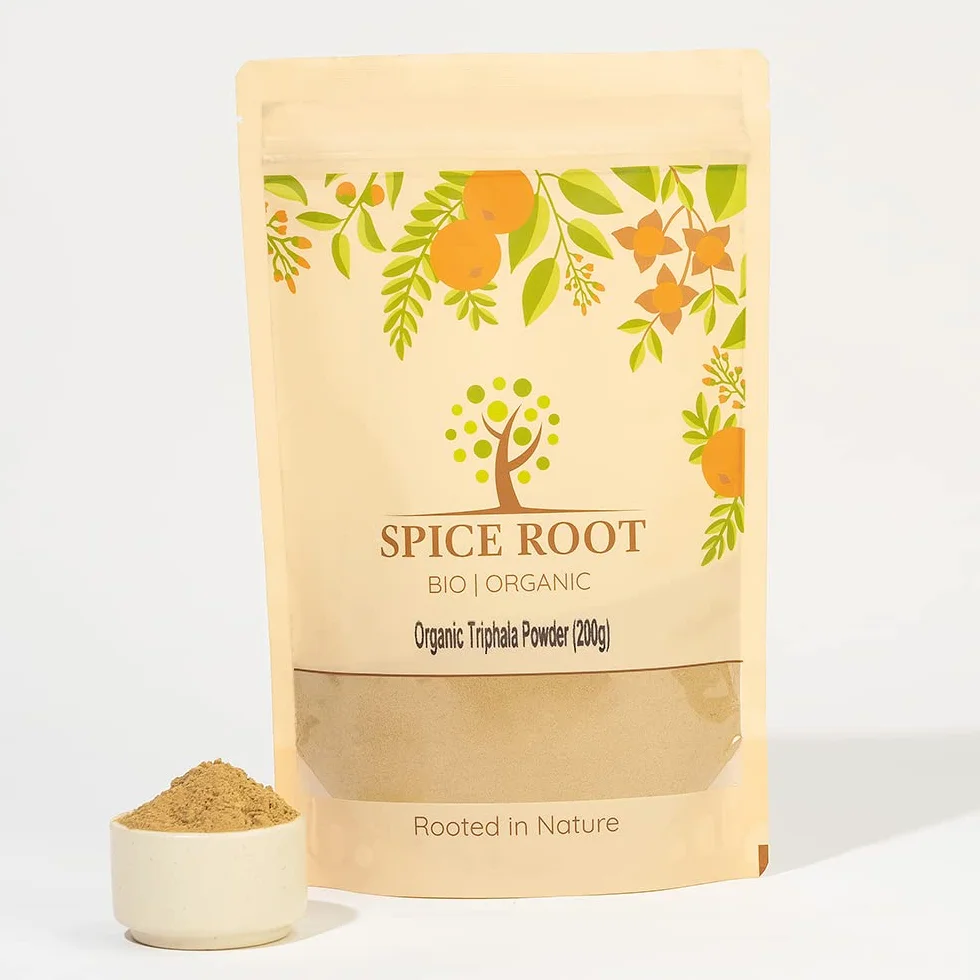 Bio Poudre de Triphala Biologique 200g (Organic Triphala Powder) - Certifié Biologique, Qualité Premium | Vegan | Ayurveda | Fait avec des fruits d'Amla, Haritaki et Bibhitaki