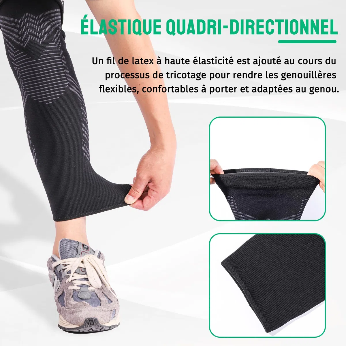 FOGOIN Maintien Compression Genouillère sport,Manchons de genou et jambe V2,Genouillere Arthrose Genou Genouillères pour Femmes/Hommes,Soutenir les douleurs articulaires,les dommages au ligament