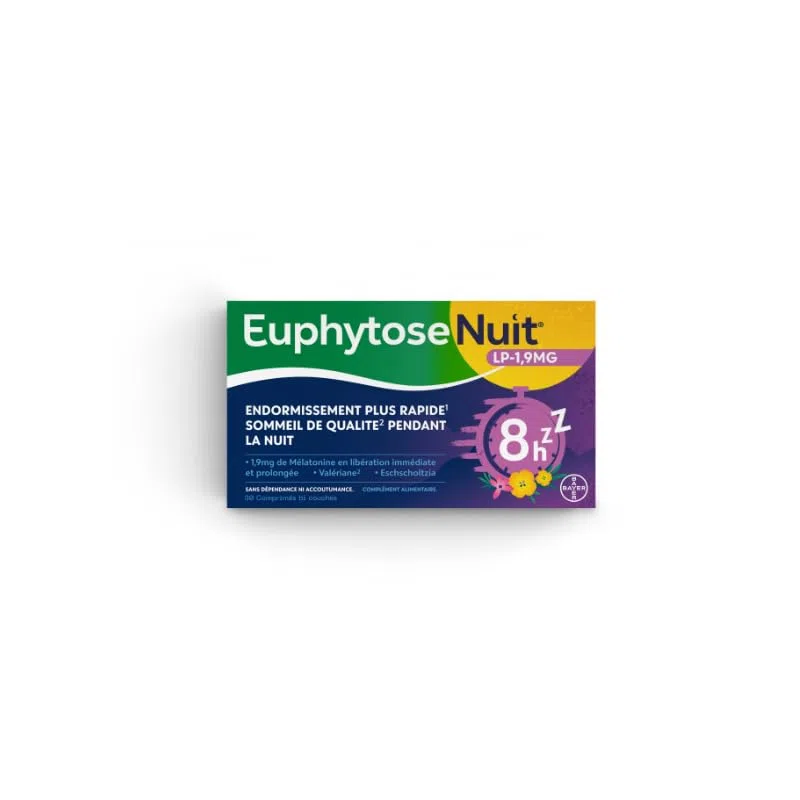 Euphytose Nuit LP 1,9 mg Mélatonine Comprimés à Libération Prolongée x 30