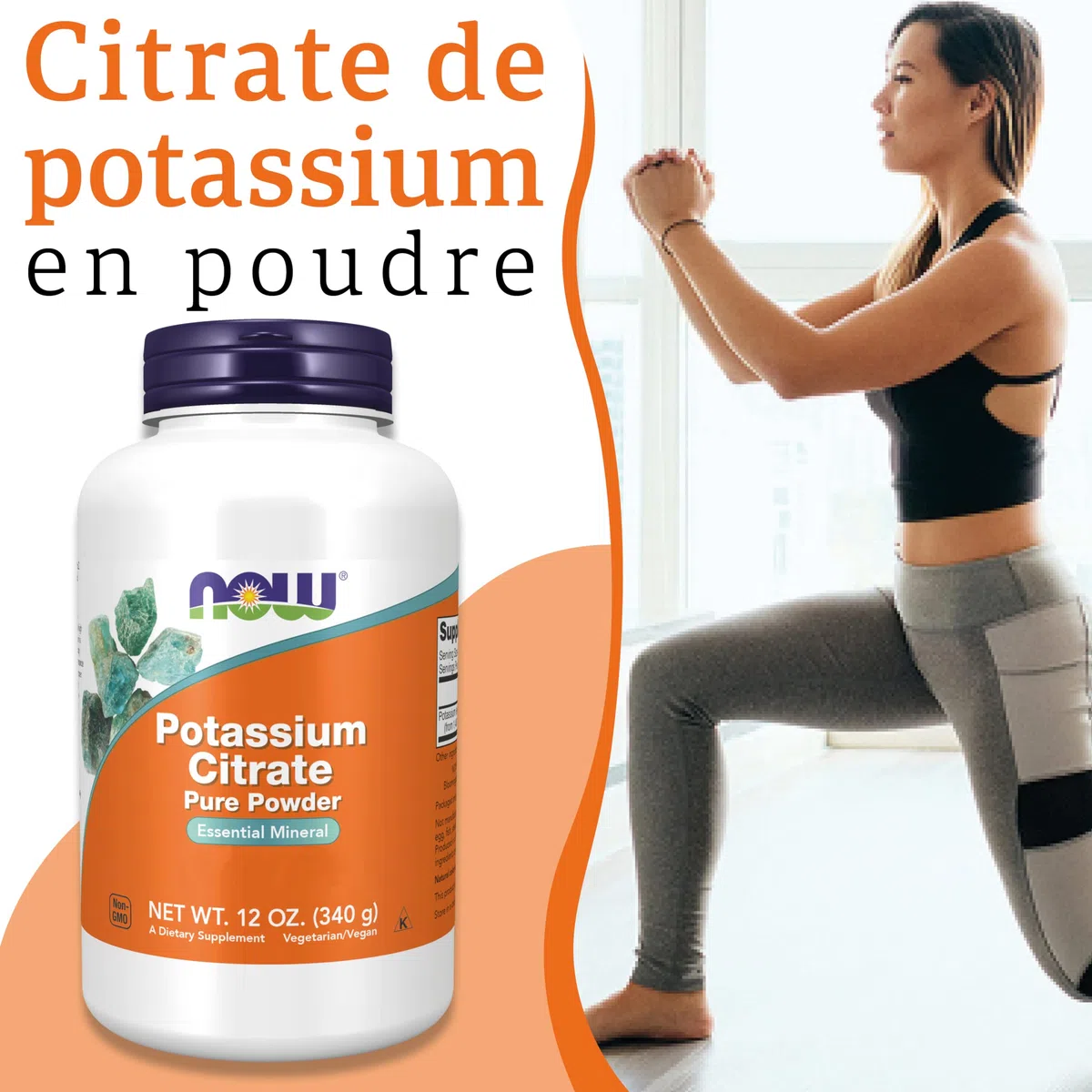 Now Foods, Potassium Citrate (Citrate de Potassium), 340g de Poudre végétalienne, Testé en Laboratoire, Minéraux, Potassium, Sans Gluten, Sans Soja, Végétarien