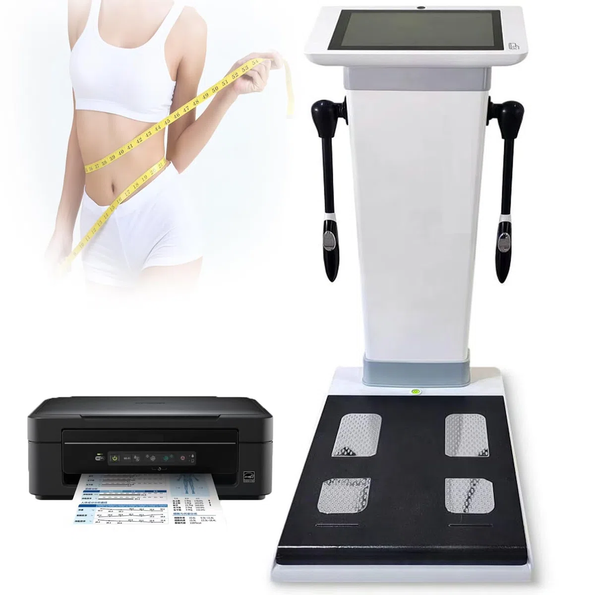 Scanner Corporel Professionnel avec Technologie Bia Avancée,Mesure Précise du Taux De Graisse,Masse Musculaire,Eau Corporelle Et Protéines,écran HD 10.1" Tactile,Rapports Papier Et Numériques