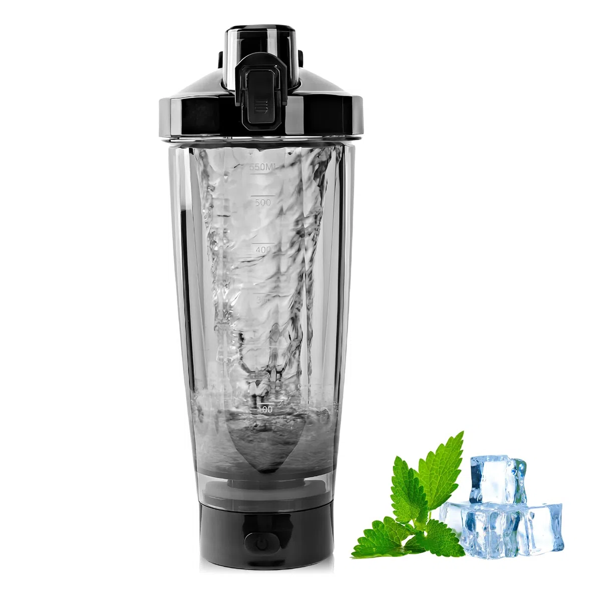 BORDEAG Shaker Électrique à Protéines USB - Bouteille de 600 ml pour Shakes Protéinés et Substituts de Repas (Noir)