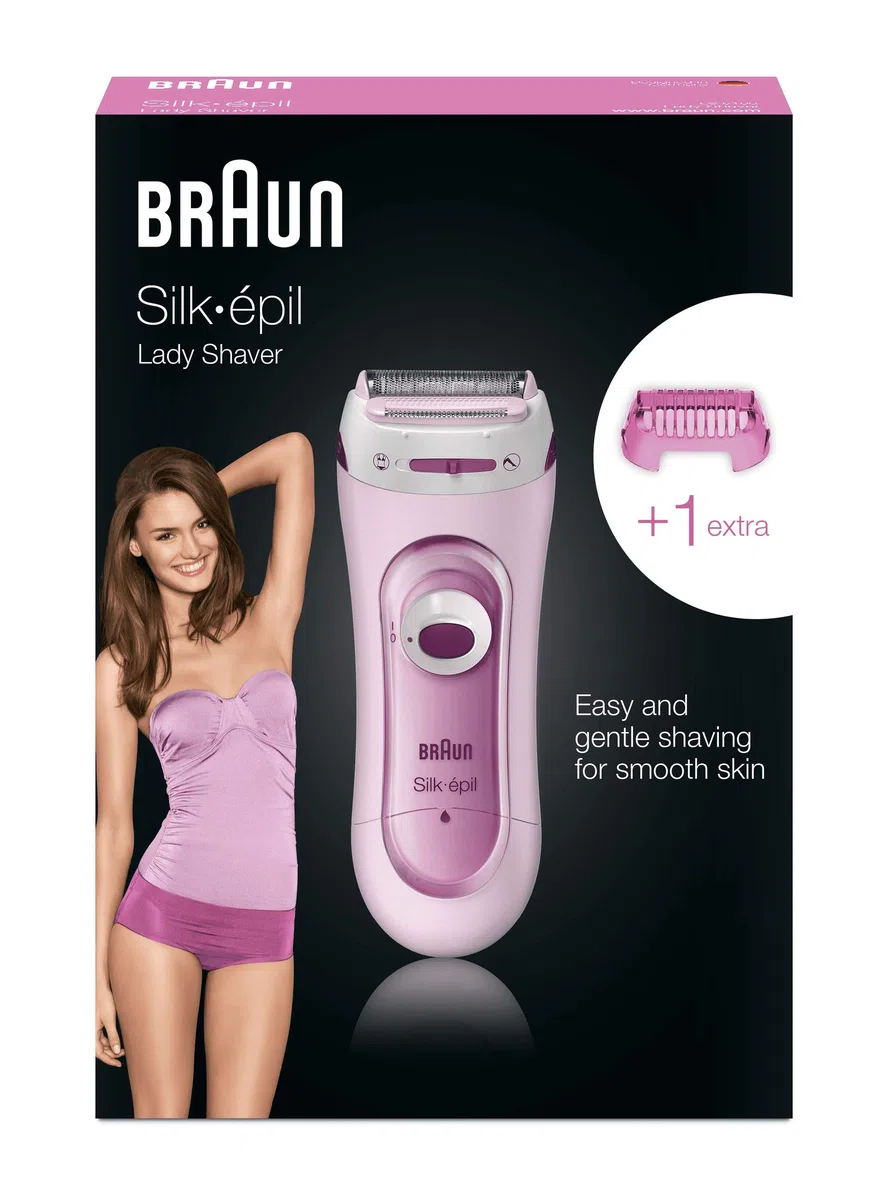 Braun Silk-épil Lady Shaver Rasoir Électrique Et Tondeuse Femme Sans Fil Rose, Accessoire Tondeuse pour le Maillot et les Zones Sensibles, 5-100