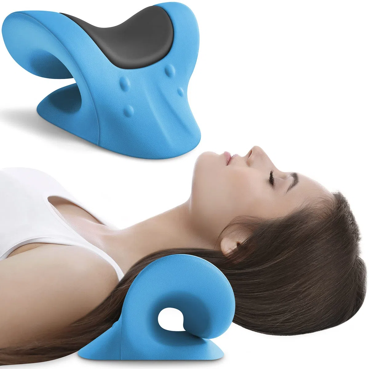 Relaxeur de Cou et D'épaule Traction Cervicale Oreiller Chiropratique Eétireur de Cou pour Soulagement de Douleur de l'ATM et l'alignement de Colonne Cervicale