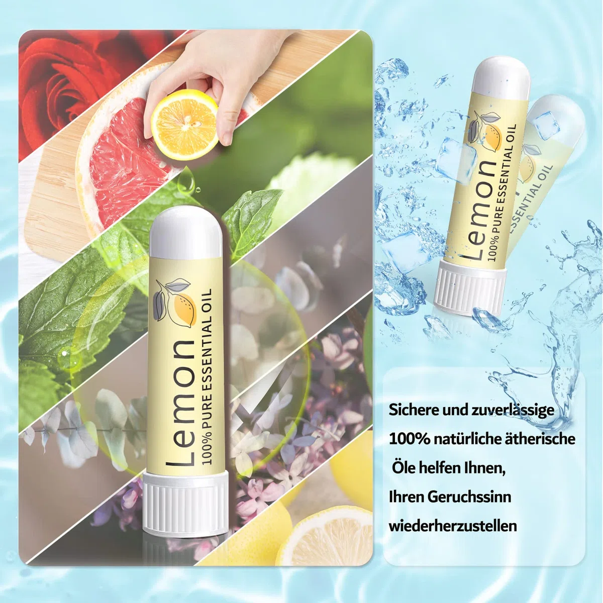 Hion Kit de Formation Smell, 6 Huiles Essentielles, kit de Formation Olfactif Aide à Retrouver Votre Sens de l'odorat, Huiles Essentielles de Citron Menthe Rose Pamplemousse Clou de Girofle