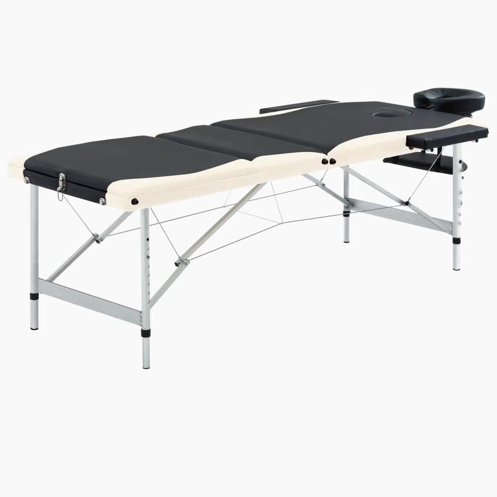 Générique Table de Massage Pliable 3 Zones Aluminium Noir et Beige,Santé & beauté,Hygiène personnelle,Massage & Relaxation,Tables de Massage,Noir,17.1 KG,110237