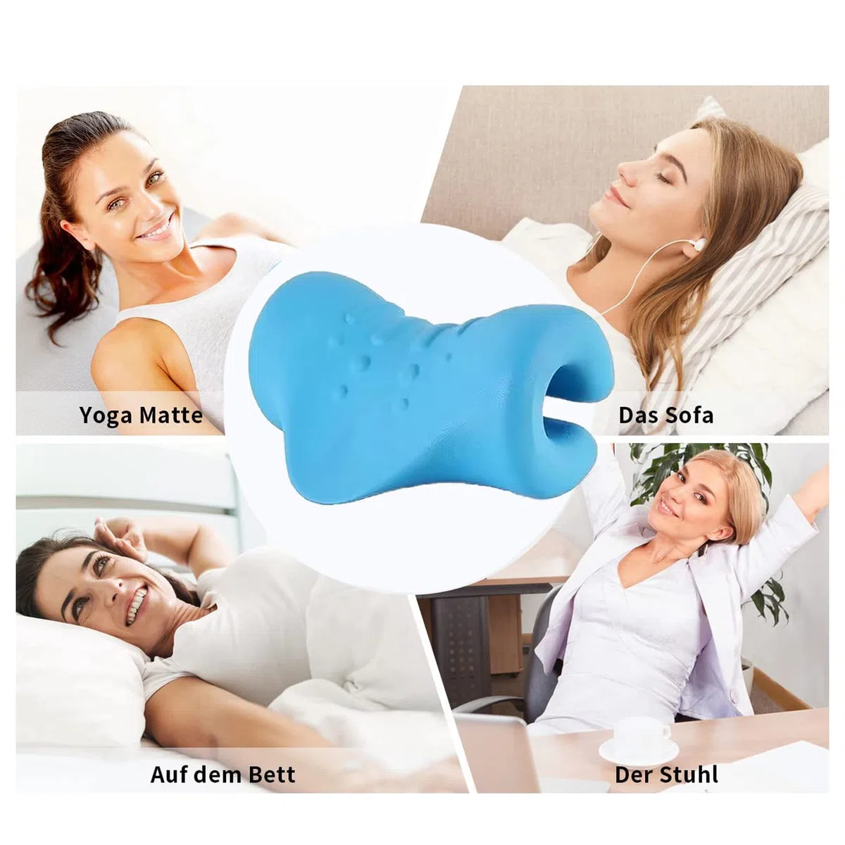 Oreiller De Traction Cervicale Relax du Cou Et des Épaules Nouveau Coussin Cervical Bleu Coussin Traction cervicales Appareil de Traction cervicale pour Les Douleurs Articulaires