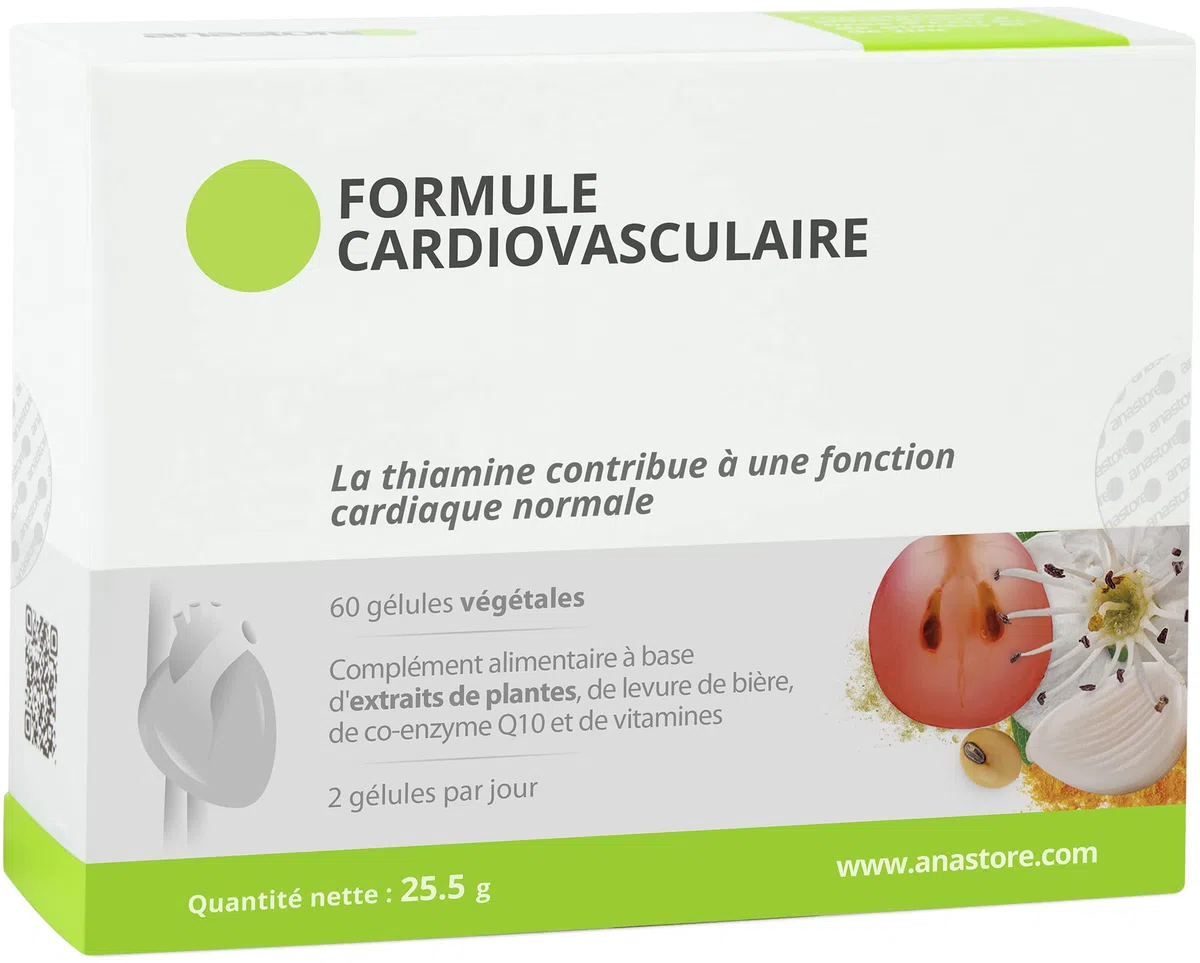 Formule Cardiovasculaire * 60 gélules / 320 mg * Vitamines du groupe B, Aubépine, Ail, Raisin, Nattokinase et Co-enzyme Q10