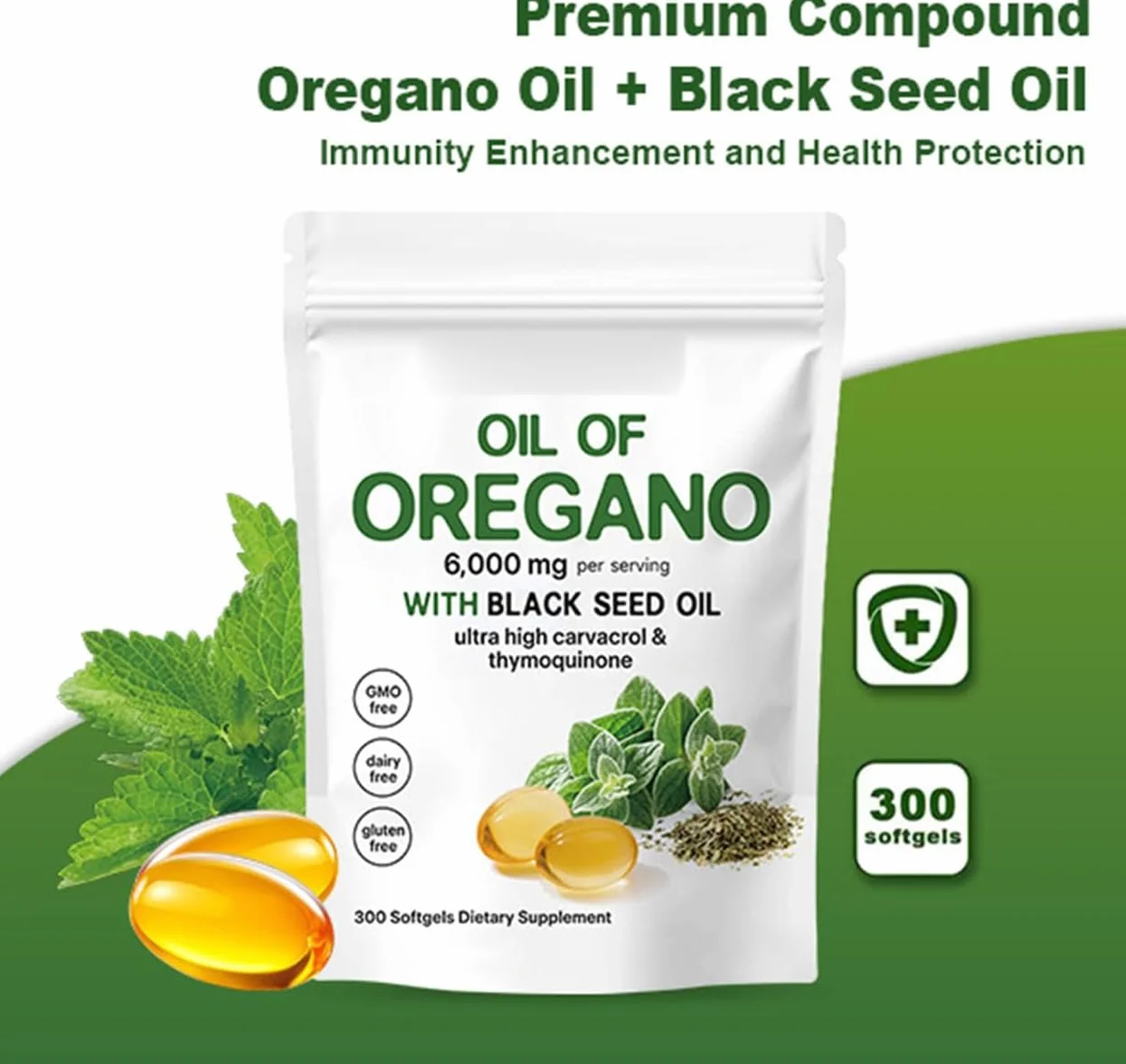 Resilia – Huile d'origan Softgels, huile Resilia d'origan avec 6000 mg d'huile de graines noires, immunité naturelle, facile à avaler, riche en nutriments, expérience de bien-être améliorée (3)