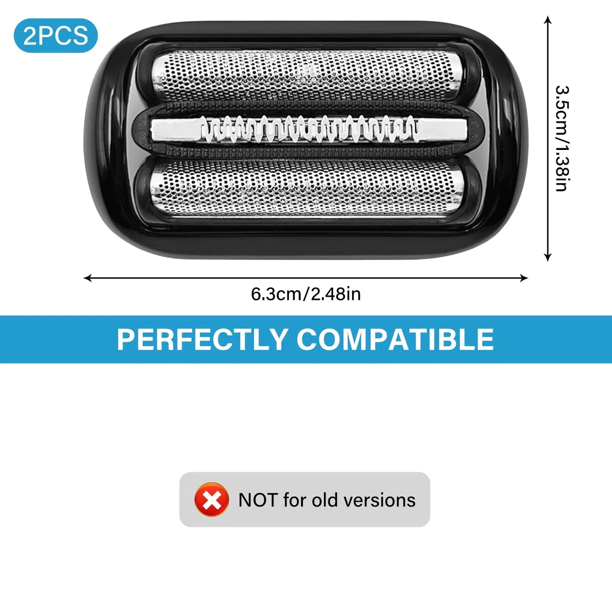2 Pièces 53B Tête Rasoir Compatible avec Series 5,6,7(Nouvelle Génération) | pour Rasoir Serie 5 et S6 S7,Adapté aux Modèles 5018s,5035s,5049cs,6020s,6072cc,6075cc,6090cc,5035s,5050cs et les nouveaux S7