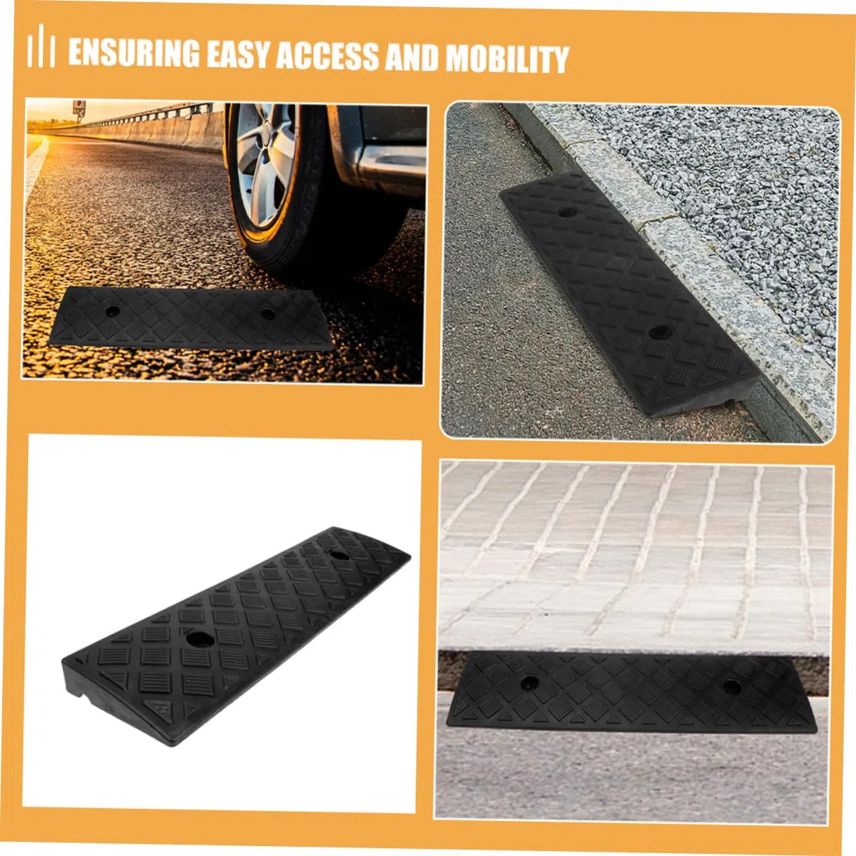 CALLARON Rampe De Seuil Antidérapante 2 Pièces 3 Cm Hauteur en Caoutchouc Et Plastique Épais pour Allée, Trottoir, Garage, Scooter Et Fauteuil Roulant, Accès Véhicule, Usage Intérieur Et Extérieur