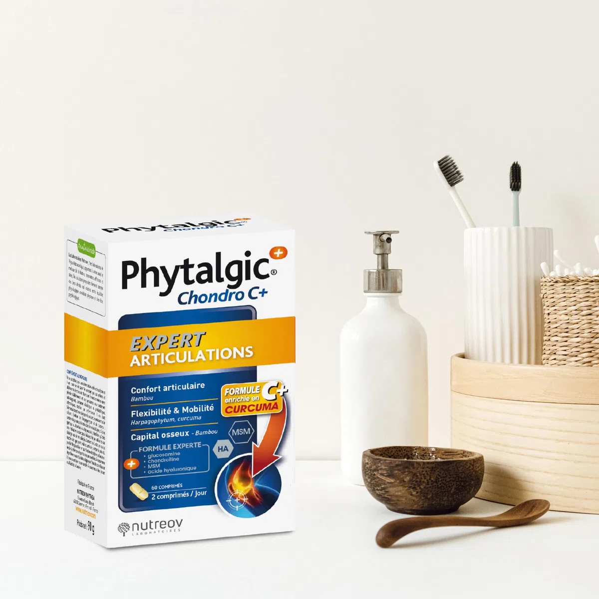 NUTREOV - Phytalgic+ Chondro C+ - Confort Articulaire, Flexibilité et Mobilité - Complément Alimentaire à Base d’Actifs d’Origine Naturelle - Fabrication Française - 180 Gélules