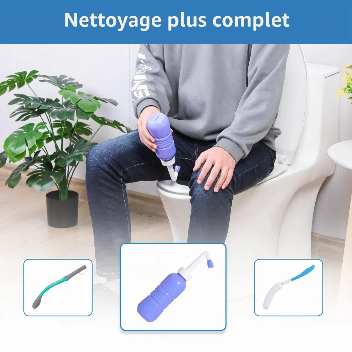 Outil de toilette, longue portée, Comfort Wipe, kit d'aide pour essuyer les toilettes avec long manche pour les personnes en surpoids, les personnes âgées et les handicapés, aide au nettoyage Bottom