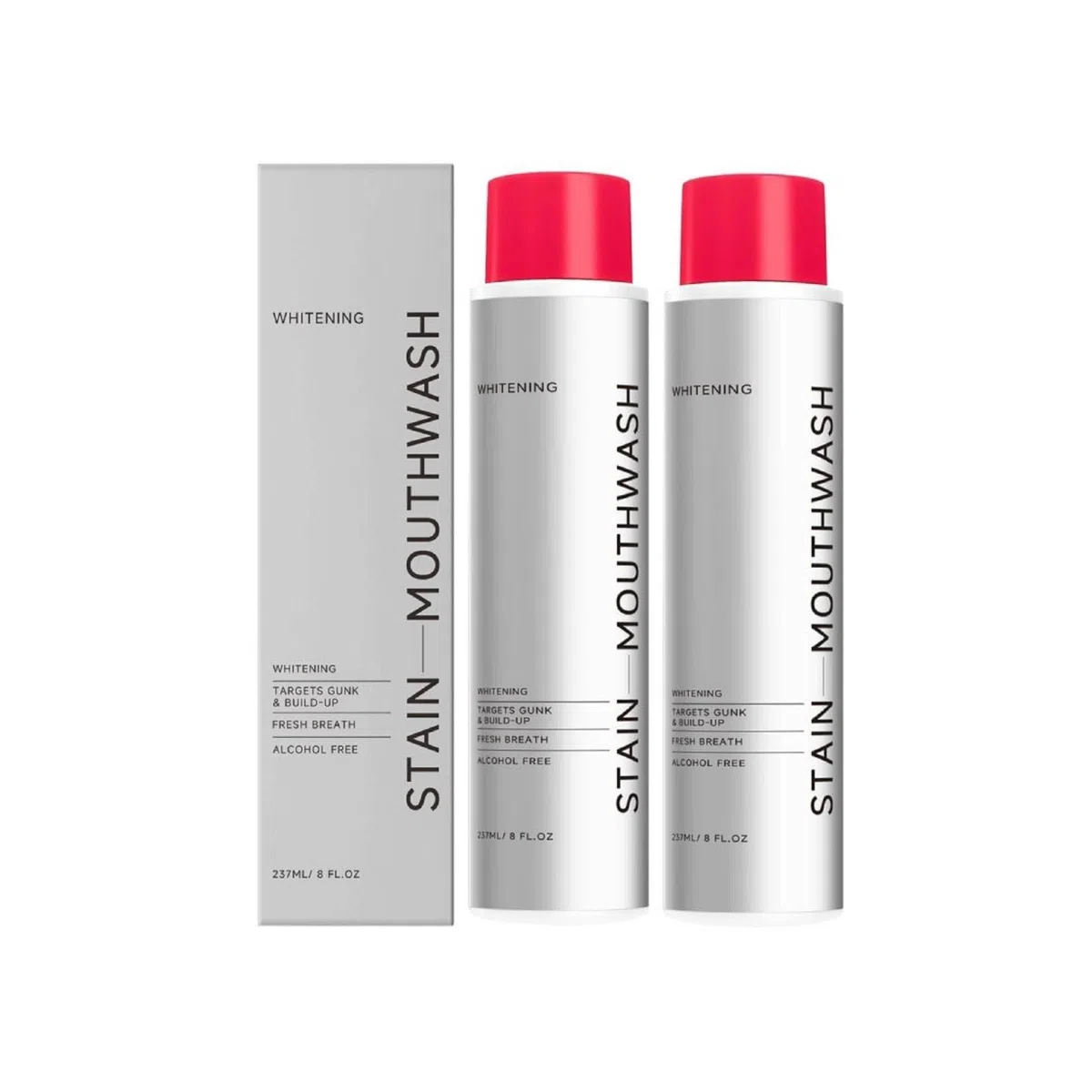 Bain de Bouche Blancheur Anti-Taches, Aide à Réduire les Taches de Surface, Haleine Fraîche, parfum frais et durable, rince-bouche pour des dents plus blanches aux huiles essentielles (2Pc)