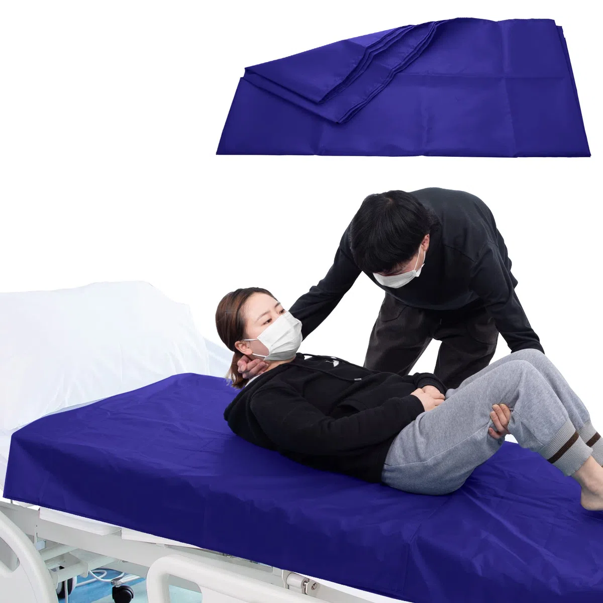 [LOSCHEN] Drap de glissement Bâche coulissante tubulaire pour le transfert des patients, feuille coulissante pour aider au transfert des personnes âgées (100x200cm（39“x79”）, Dunkelblau)