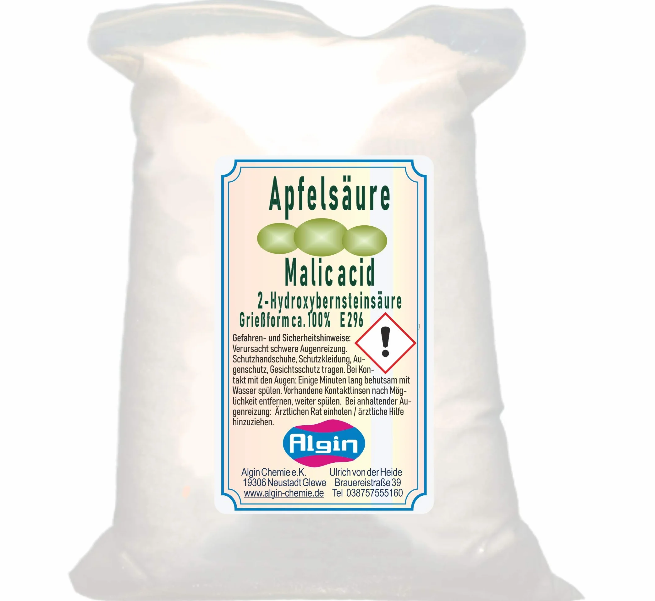 Acide pomme - 100 % - 1 kg - Sachet à clip - Graine fine E296 - Additif alimentaire