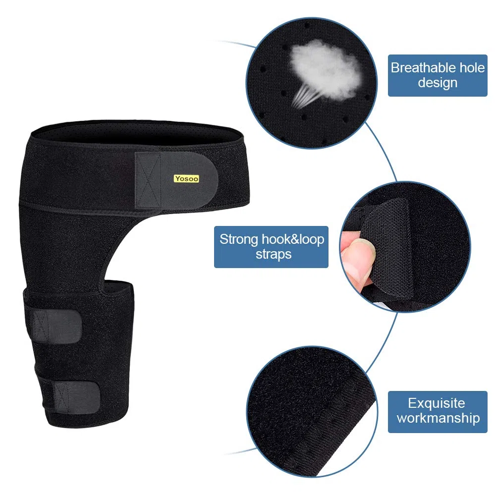 Bandage de support de Leist, Groin Support, Manchons Compression Cuisse et Groin Soutien, Bandage Cuisse Compression, Réglables Cuisse Brace Soulager les Douleurs Musculaires et les Blessures Sportive