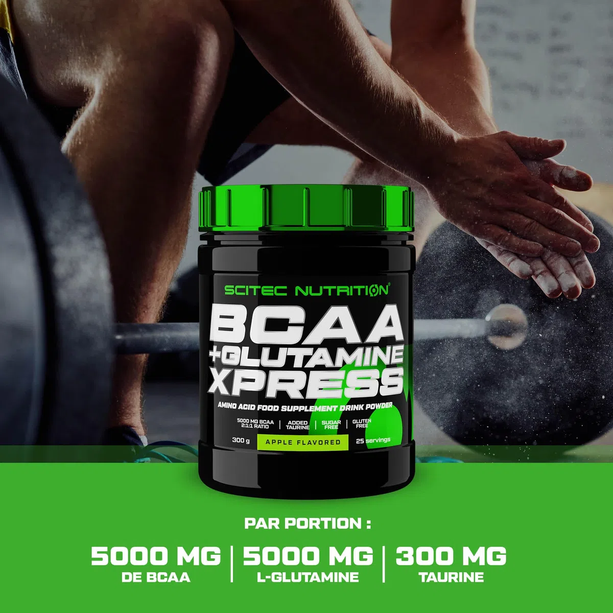 Scitec Nutrition BCAA + Glutamine Xpress - Mélange d'acides aminés essentiels - avec 5g de BCAA 2:1:1-5g de Glutamine - enrichi en Taurine, 300 g, Mélange d’agrumes