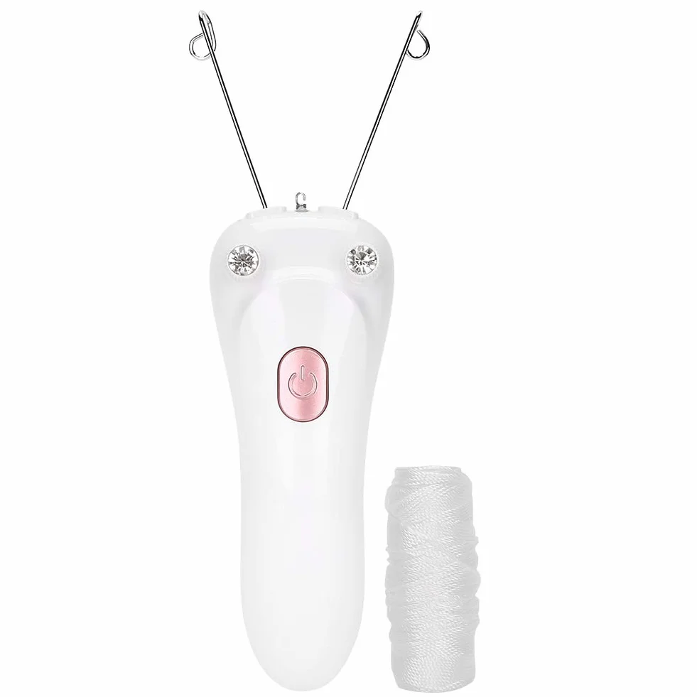 【Cadeau de fête des mères】 Épilateur de filetage électrique, épilateur de fil d'épilation physique sûr de 2 couleurs, visage de haute qualité pour femme(Pink)