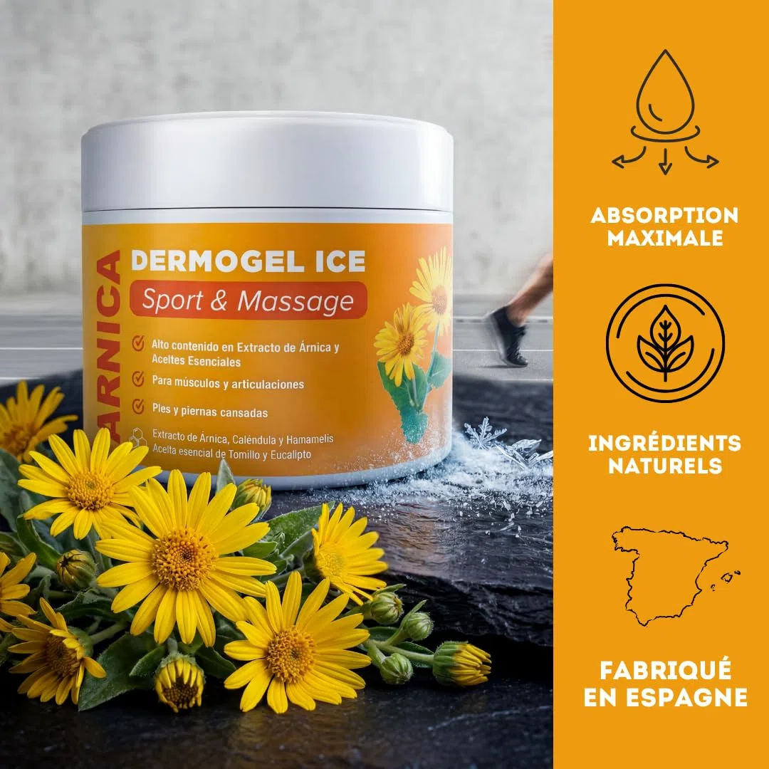 QKnatur - ARNICA MONTANA CREME GEL - Aide à soulager et apaiser les inconforts musculaires et articulaires - Teneur élevée en Arnica, Calendula, Extrait d'hamamélis - Massage (500 ml)