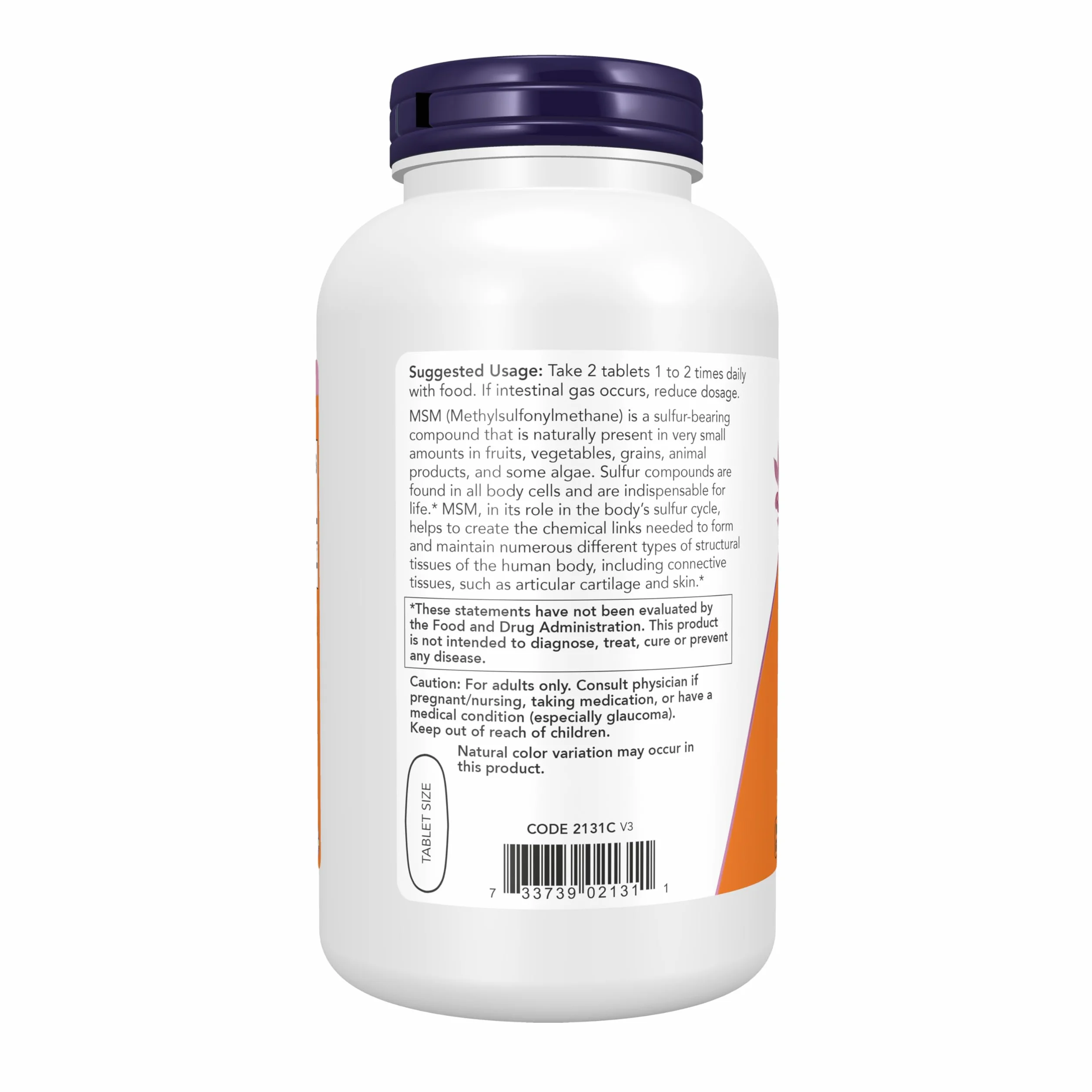 NOW Foods MSM Methylsulphonylmethane, 1500mg - 200 tabs