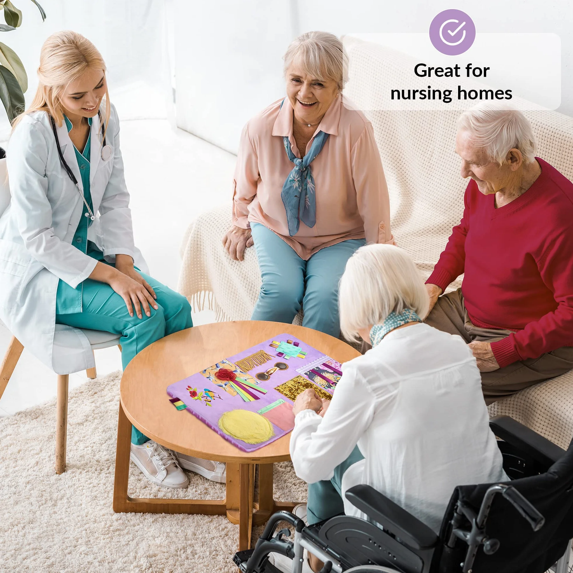 Couverture Sensorielle Démence | Activités Calmantes Pour Personnes Agées | Produits Pour Personnes Agées Démentes | Fidget Blanket | Aide Pour Maladie d'Alzheimer, Démence, Syndrome d'Asperger