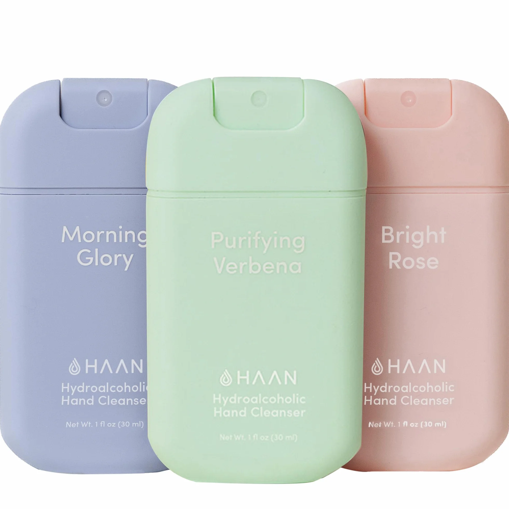 HAAN Spray nettoyant hydratant pour les mains à l'aloe vera (lot de 3), nettoie vos mains - 1 pièce par parfum : gloire du matin, verveine purifiante, rose vif