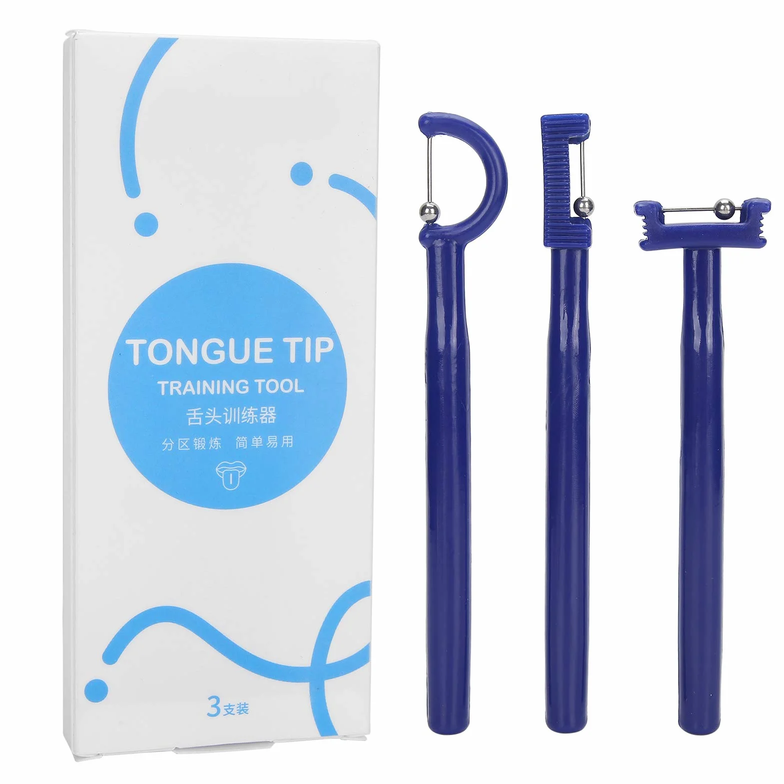 3 pièces outil d'exercice de pointe de langue latéralisation de pointe de langue levage ensemble d'entraînement musculaire oral pour les enfants et les adultes