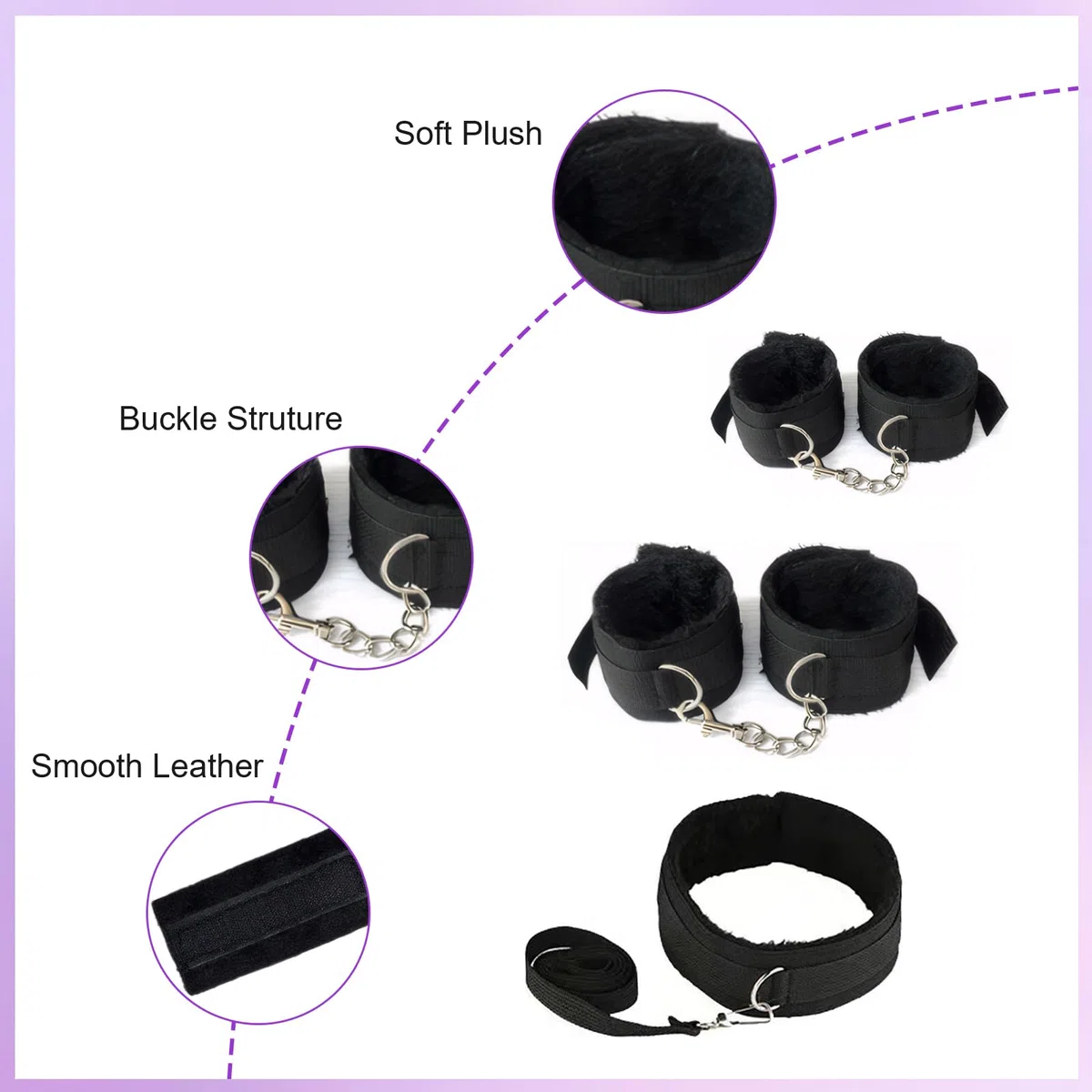 Ninonly Kit de Jeu de Rôle Adulte 15 Pièces – Accessoires Premium pour Couples Noir