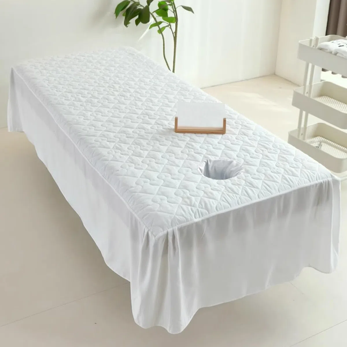 Jupe de lit solide pour table de massage avec trou, doux, doux pour la peau, imperméable, résistant à l'huile, anti-taches, respirant, lit de beauté, couverture complète pour lit de thérapie