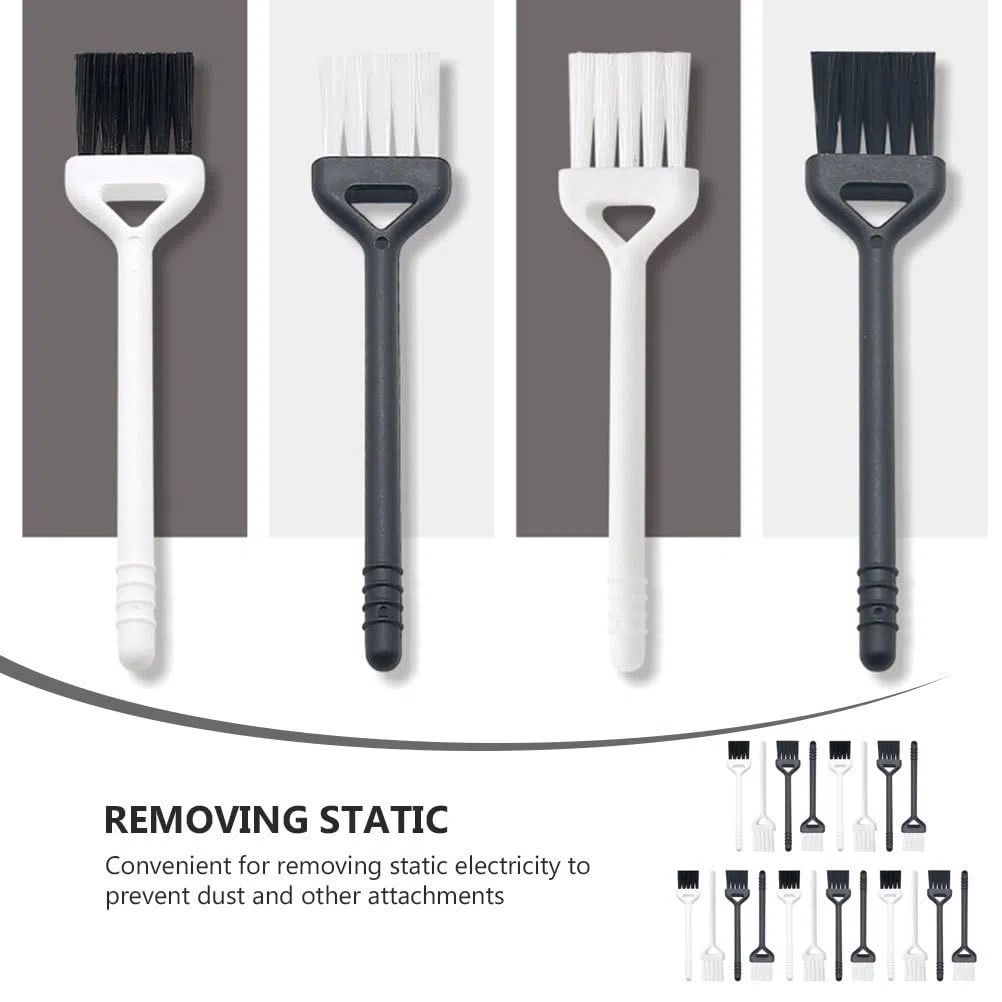 Lurrose Lot de 20 mini brosses de nettoyage pour rasoir électrique - Mini brosse à poils - Pour clavier - Pour peigne et presse à ail - Noir et blanc